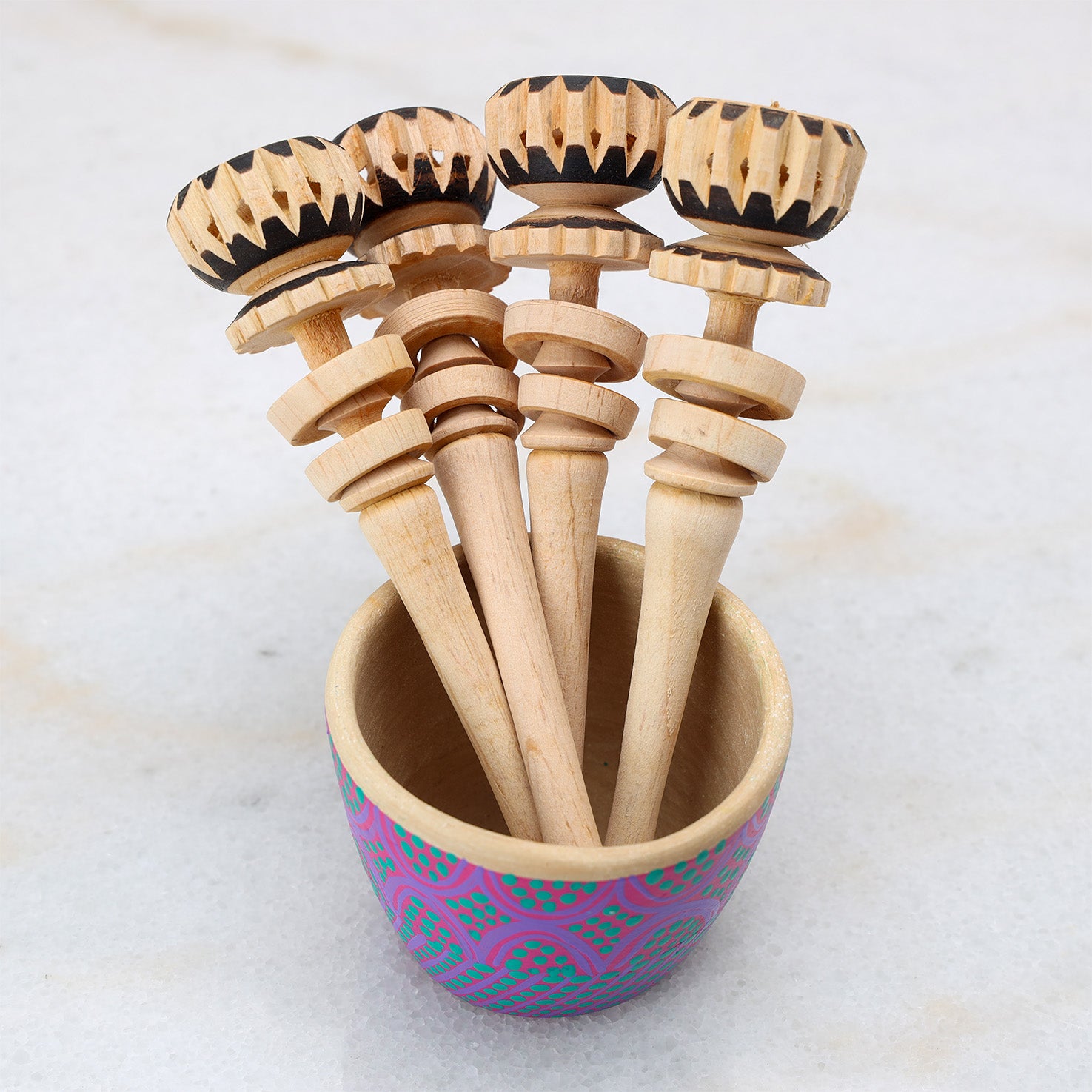 Small Natural Wooden Molinillo Whisk