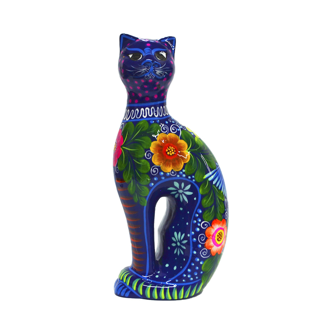 Hand-Painted Xalitla Cat Piggybank Sculpture