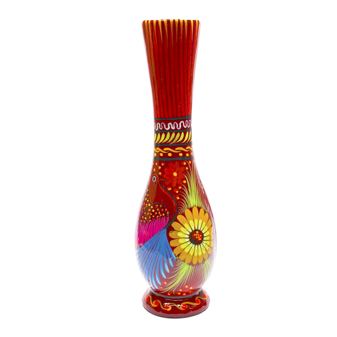 Xalitla Long Neck Hand-Painted Vase