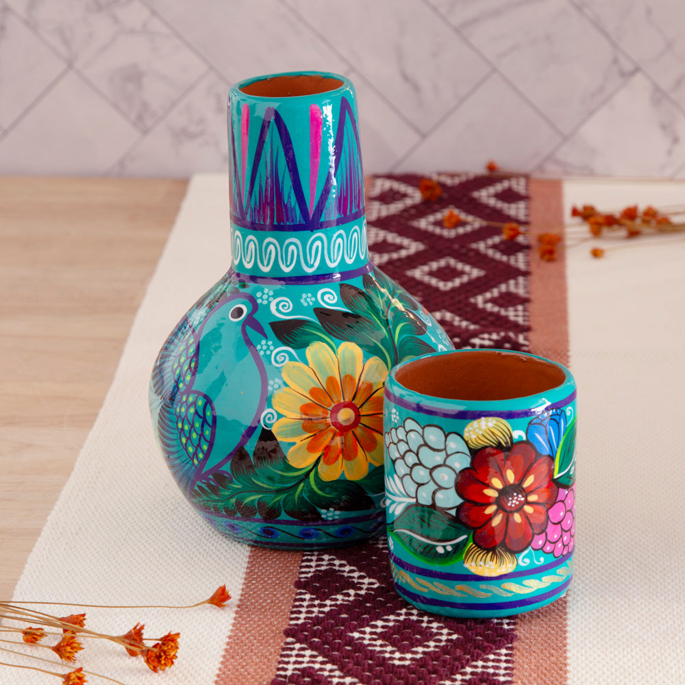 Xalitla Clay Garafe and Glass Set