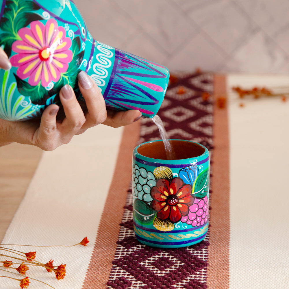 Xalitla Clay Garafe and Glass Set