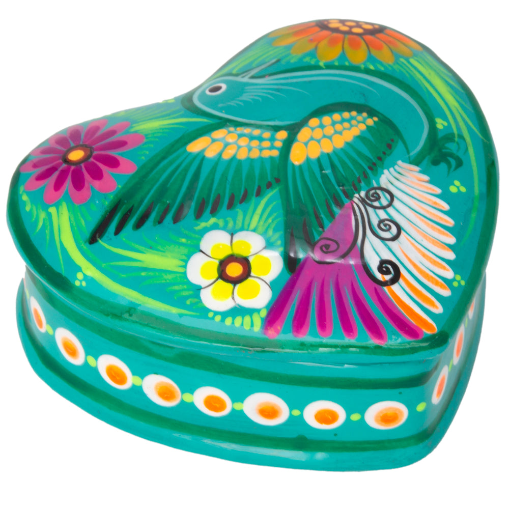 Hand-Painted Xalitla Clay Heart Trinket/Jewelry Box