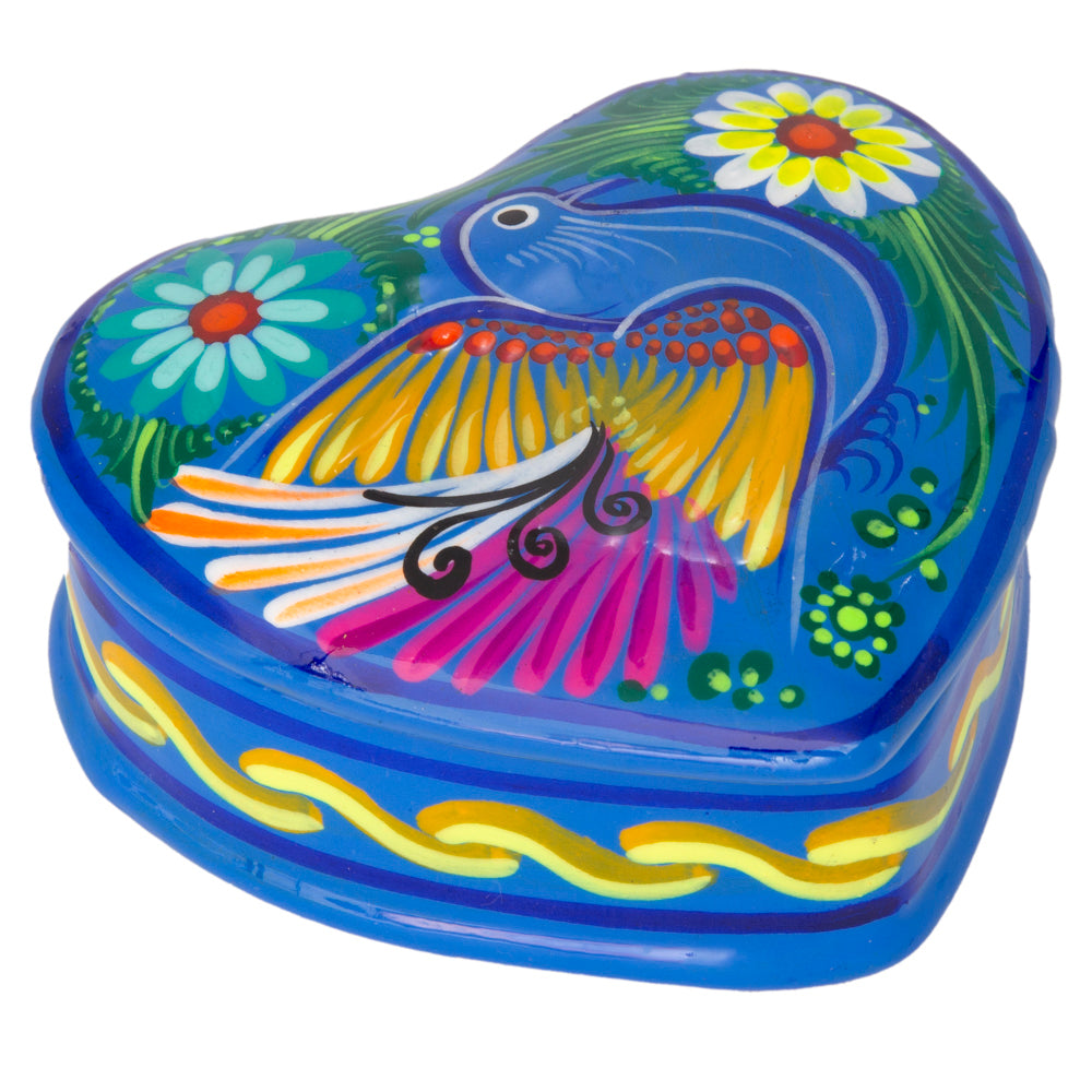 Hand-Painted Xalitla Clay Heart Trinket/Jewelry Box