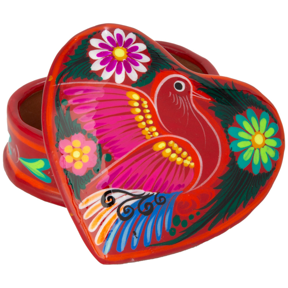 Hand-Painted Xalitla Clay Heart Trinket/Jewelry Box