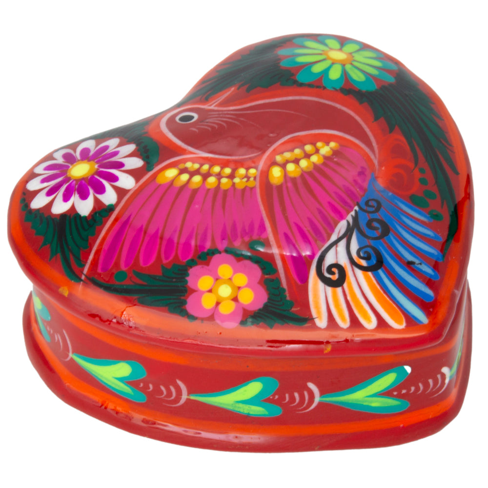 Hand-Painted Xalitla Clay Heart Trinket/Jewelry Box