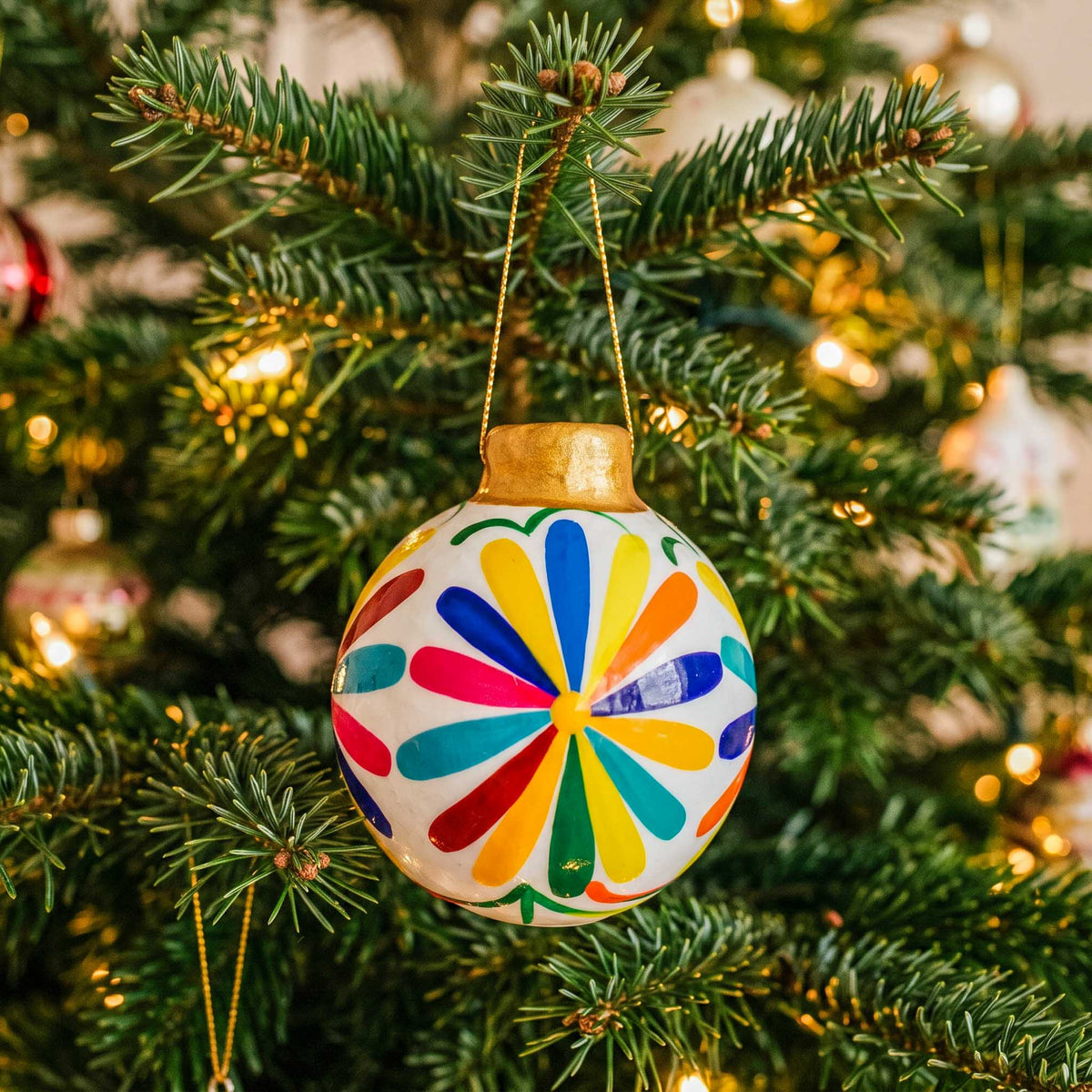Multicolor Flower Clay Christmas Ornament