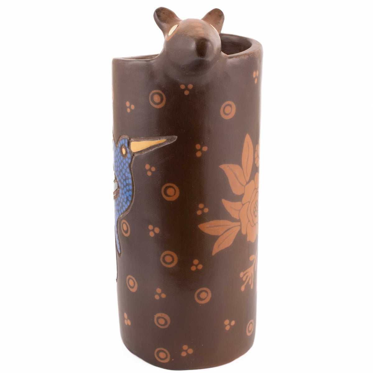 Zinapécuaro Armadillo Hummingbird Ceramic Vase