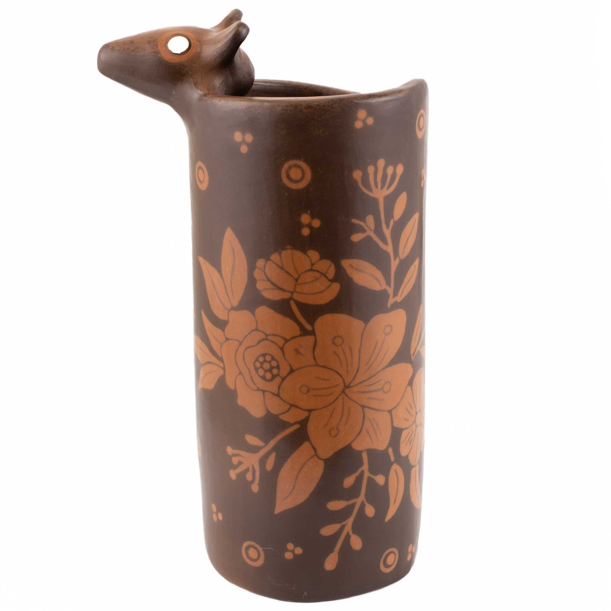 Zinapécuaro Armadillo Hummingbird Ceramic Vase
