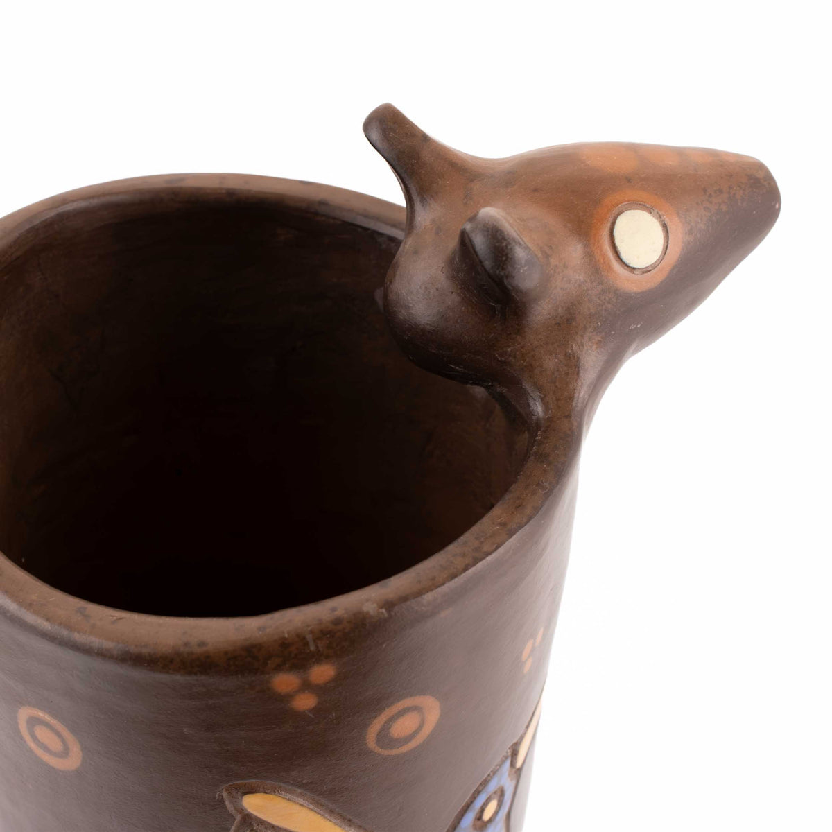 Zinapécuaro Armadillo Hummingbird Ceramic Vase