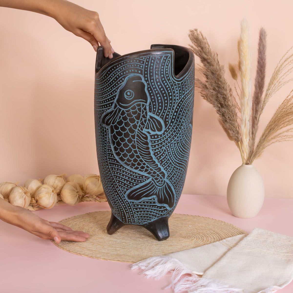 Zinapécuaro Flowing Fish Ceramic Vase
