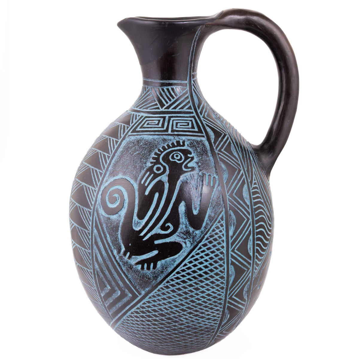 Zinapécuaro Carved Ceramic Water Pitcher