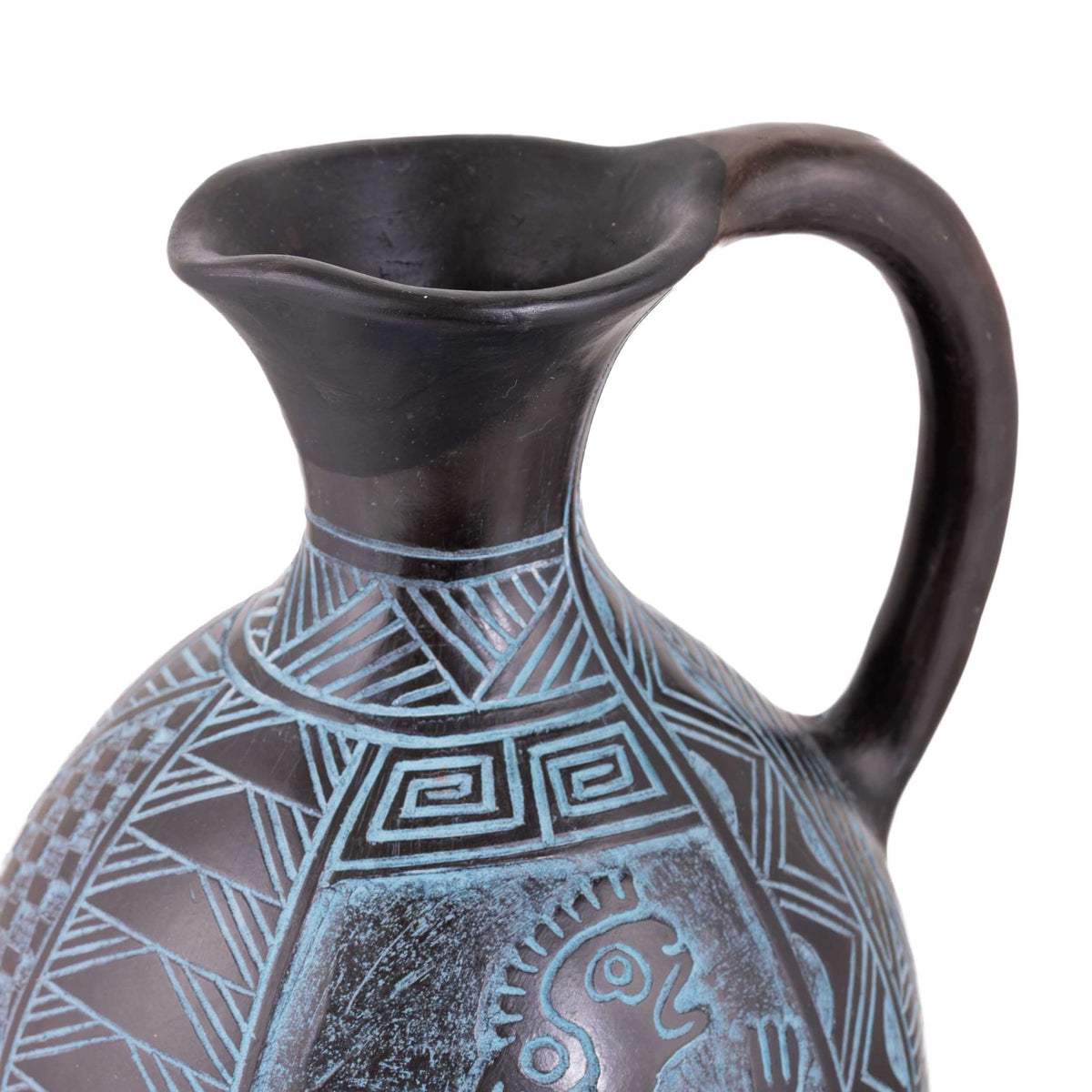 Zinapécuaro Carved Ceramic Water Pitcher