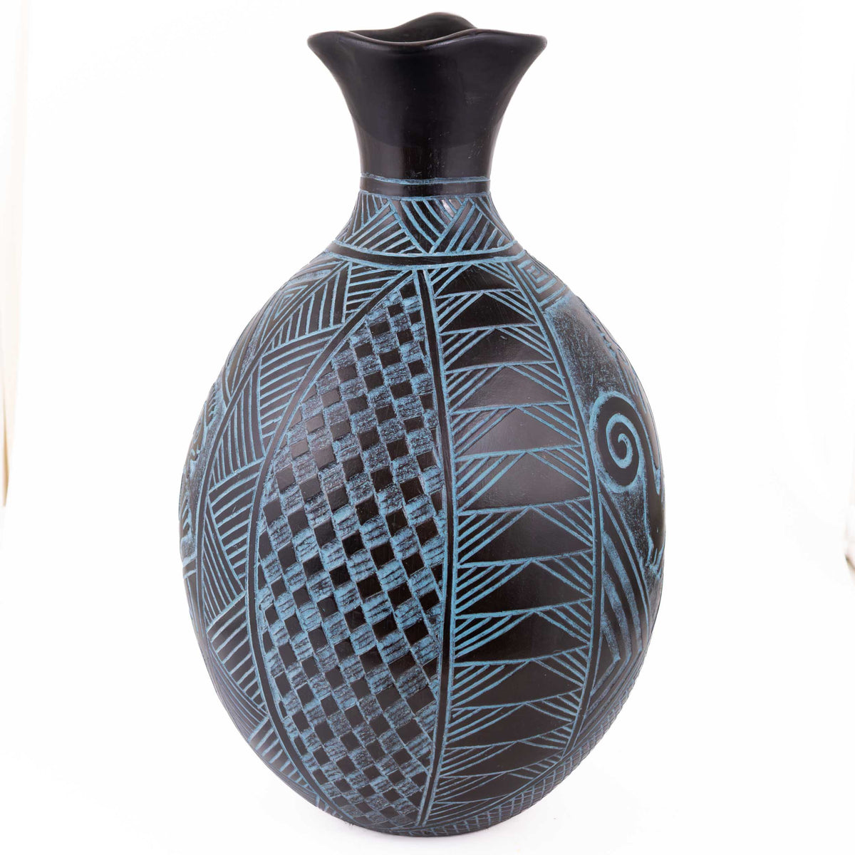 Zinapécuaro Carved Ceramic Water Pitcher
