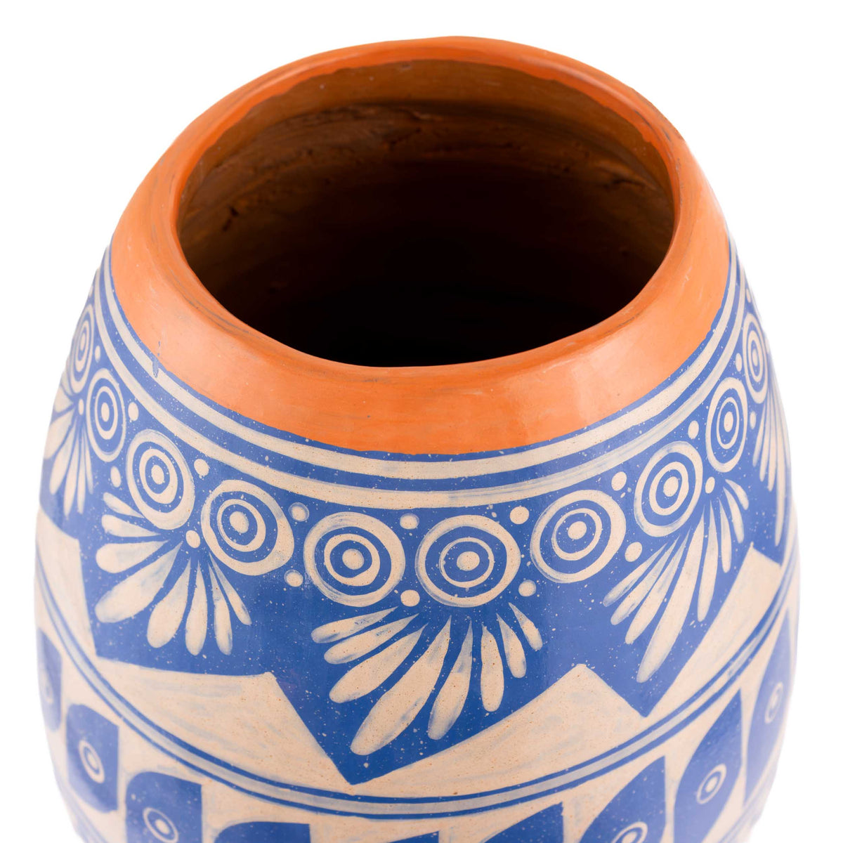 Zinapécuaro Blue Barril Ceramic Vase