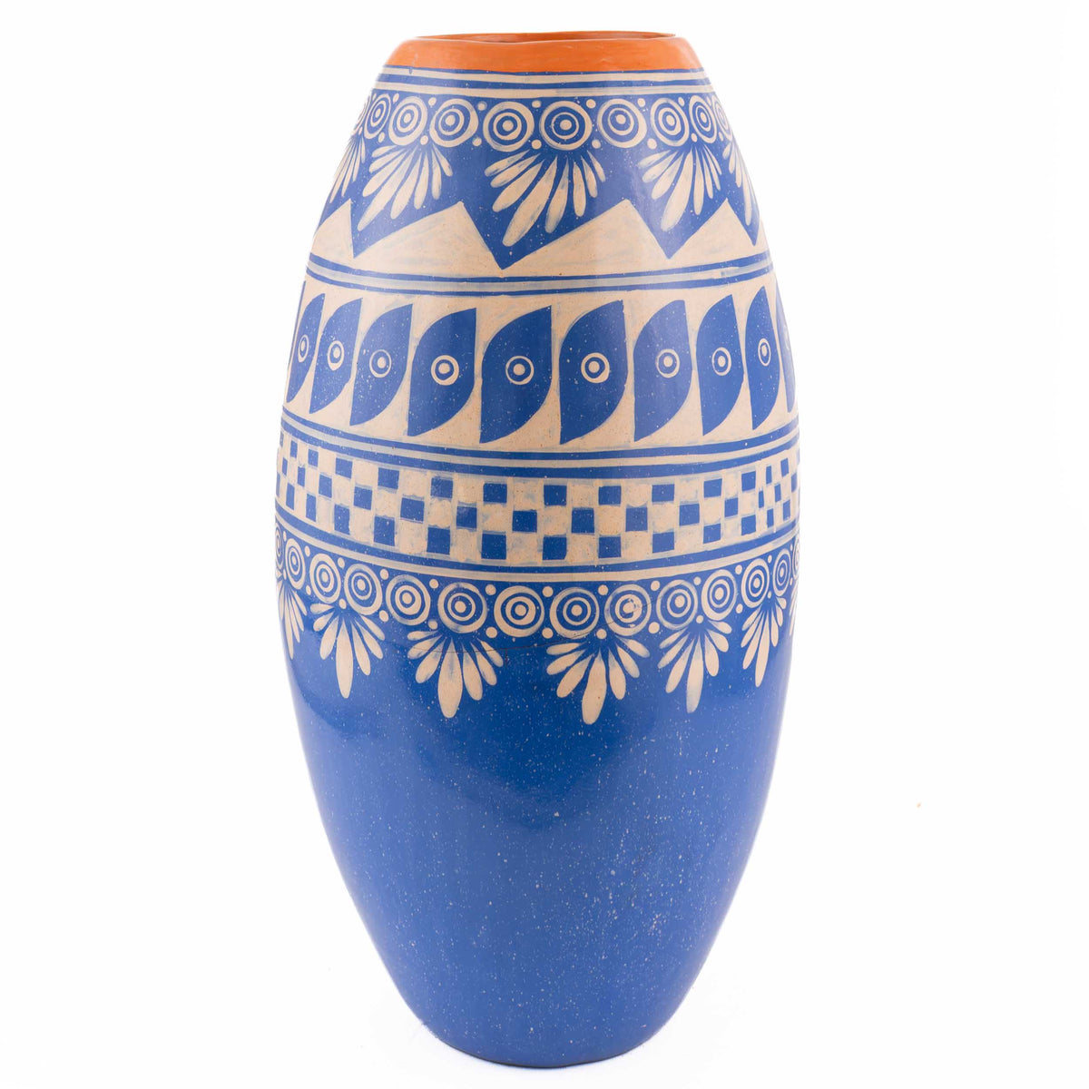 Zinapécuaro Blue Barril Ceramic Vase