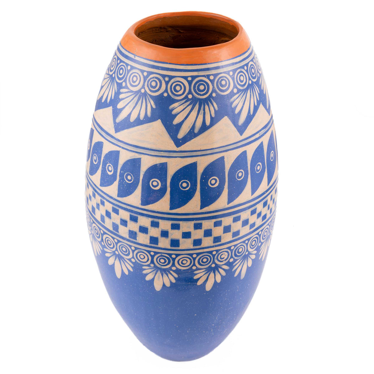 Zinapécuaro Blue Barril Ceramic Vase