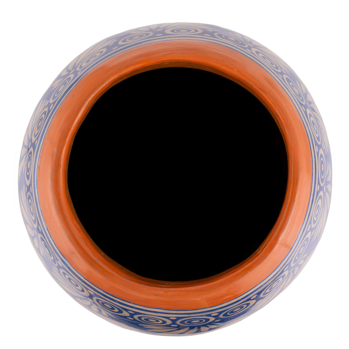 Zinapécuaro Blue Barril Ceramic Vase