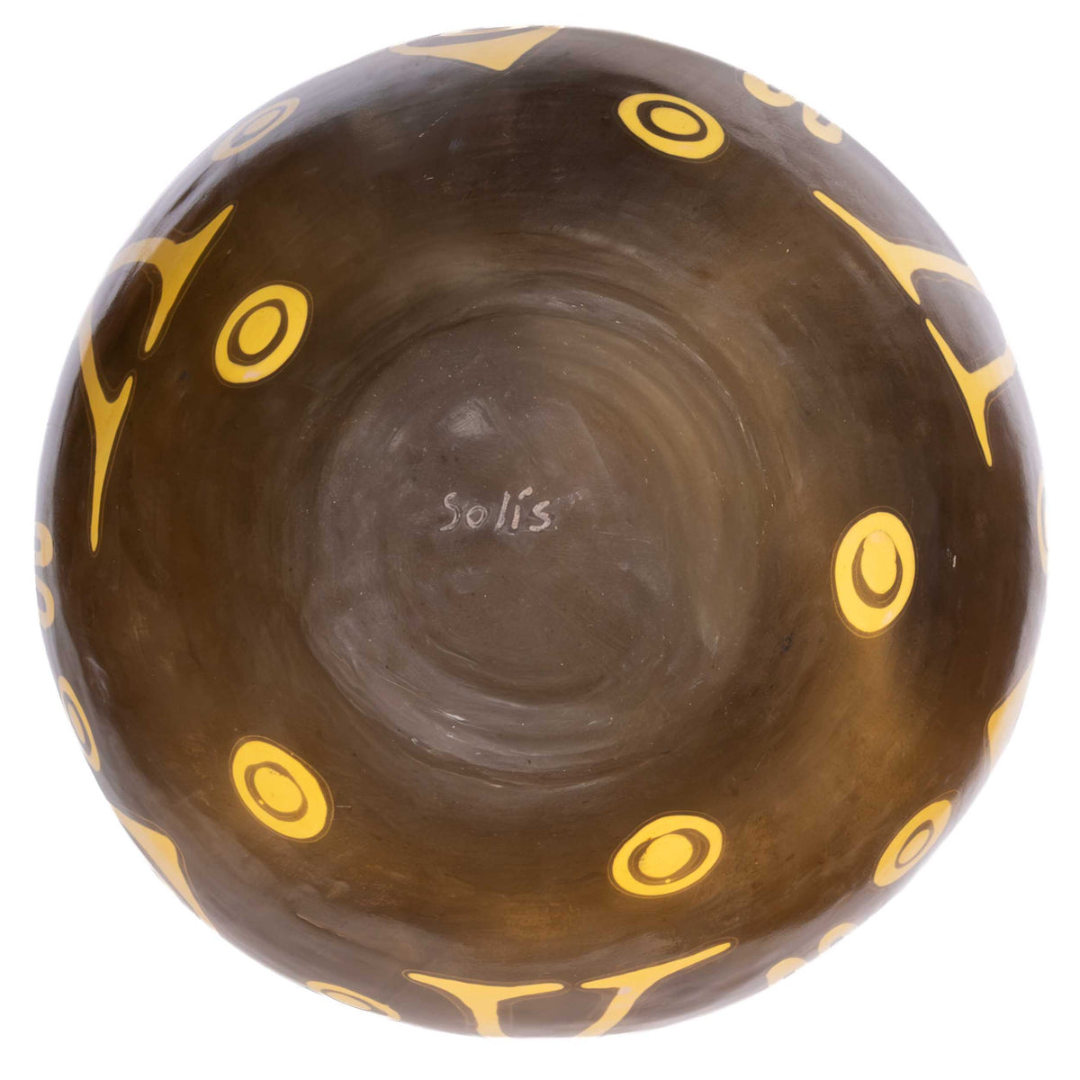 Zinapécuaro Large Oval Ceramic Vase with Yellow Petroglyphs