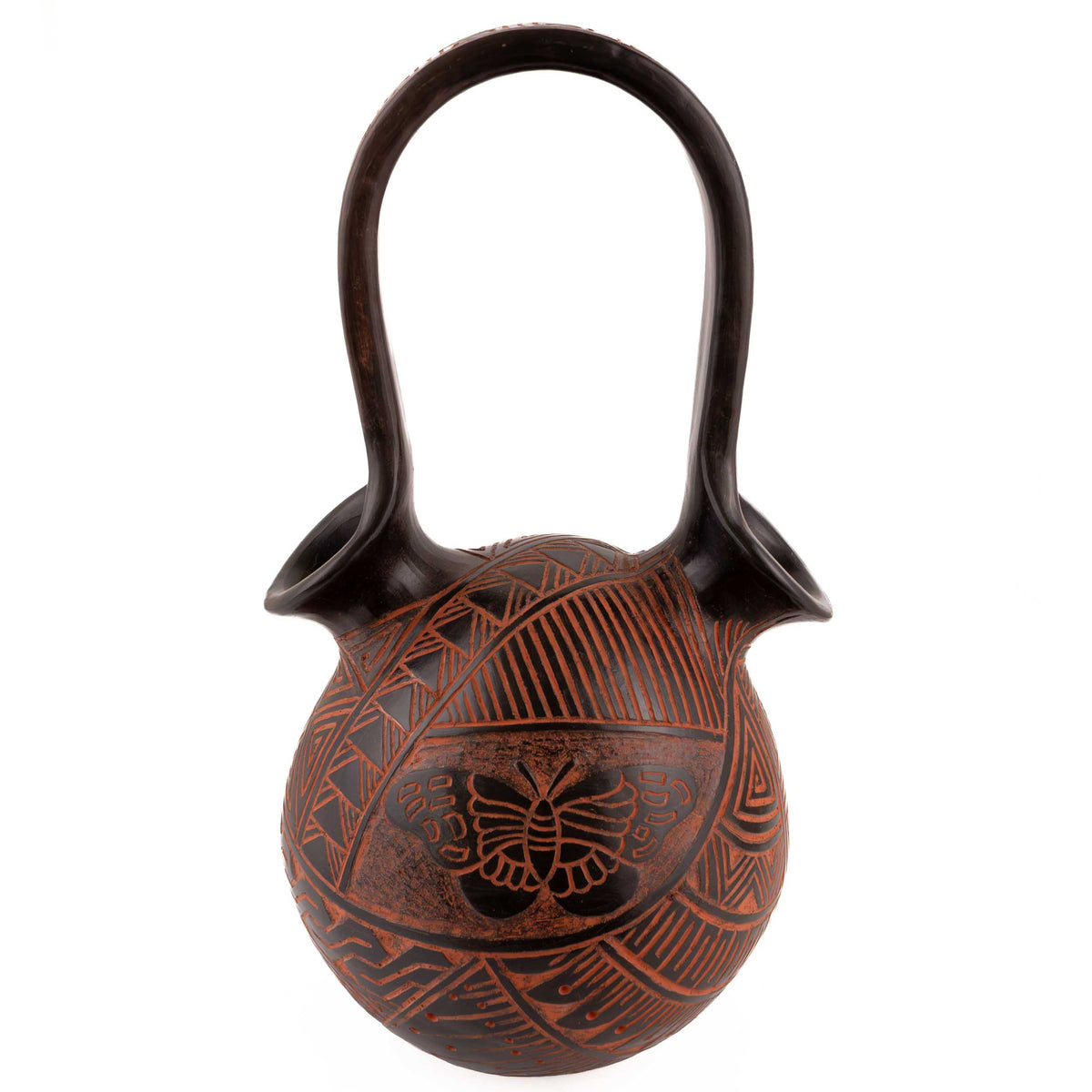 Zinapécuaro Hand-Carved Ollita de Matrimonio Ceramic Vases