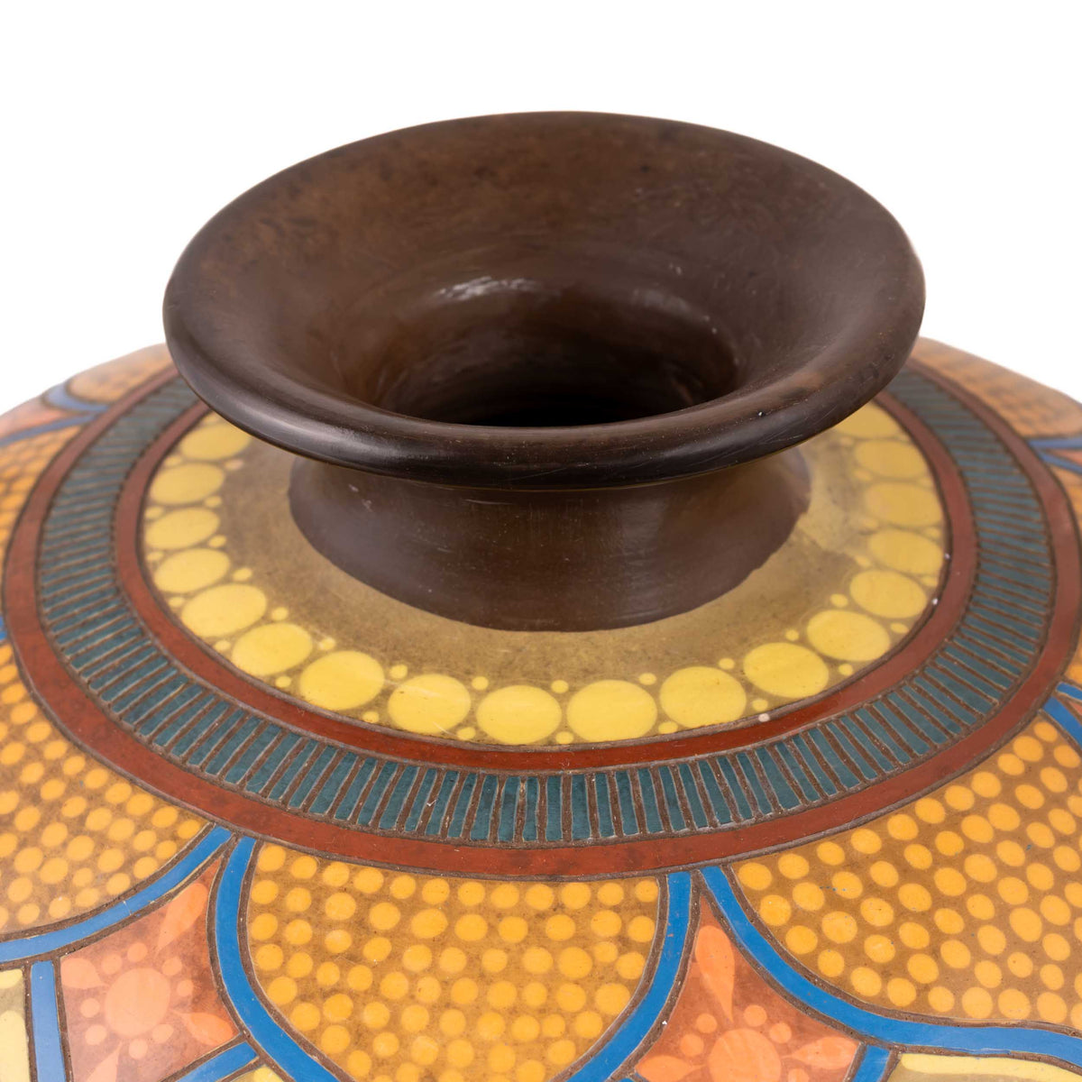 Zinapecuaro Amarillo Hand-Carved Mandala Ceramic Vessel