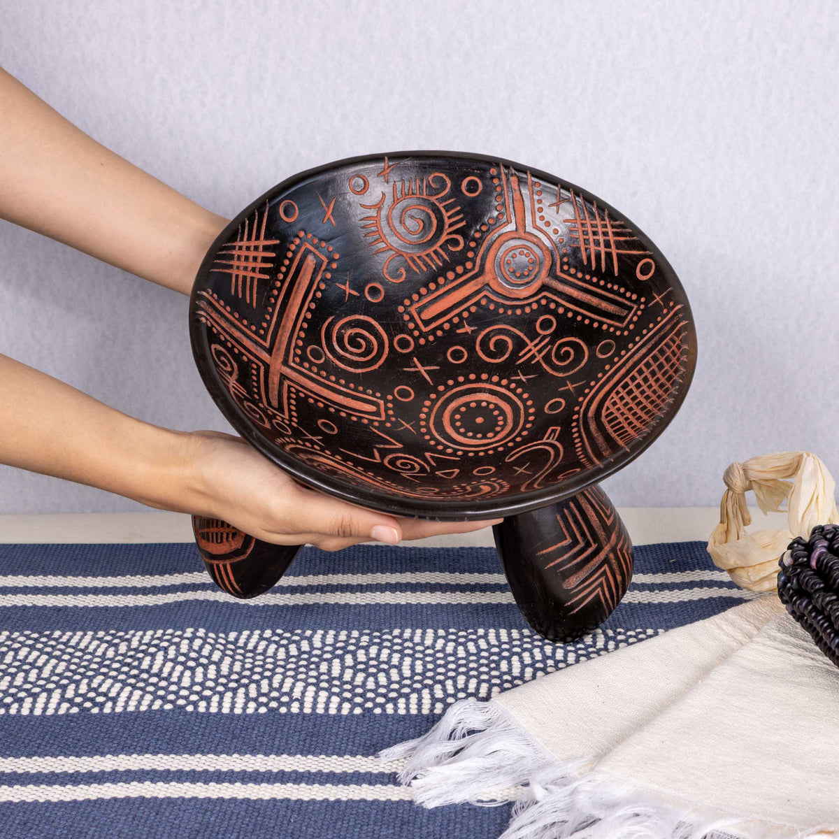 Zinapécuaro Petroglyphs-Inspired Tripod Ceramic Bowl