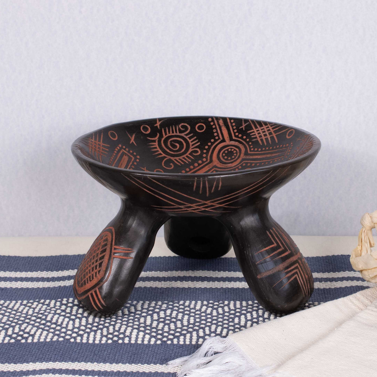 Zinapécuaro Petroglyphs-Inspired Tripod Ceramic Bowl