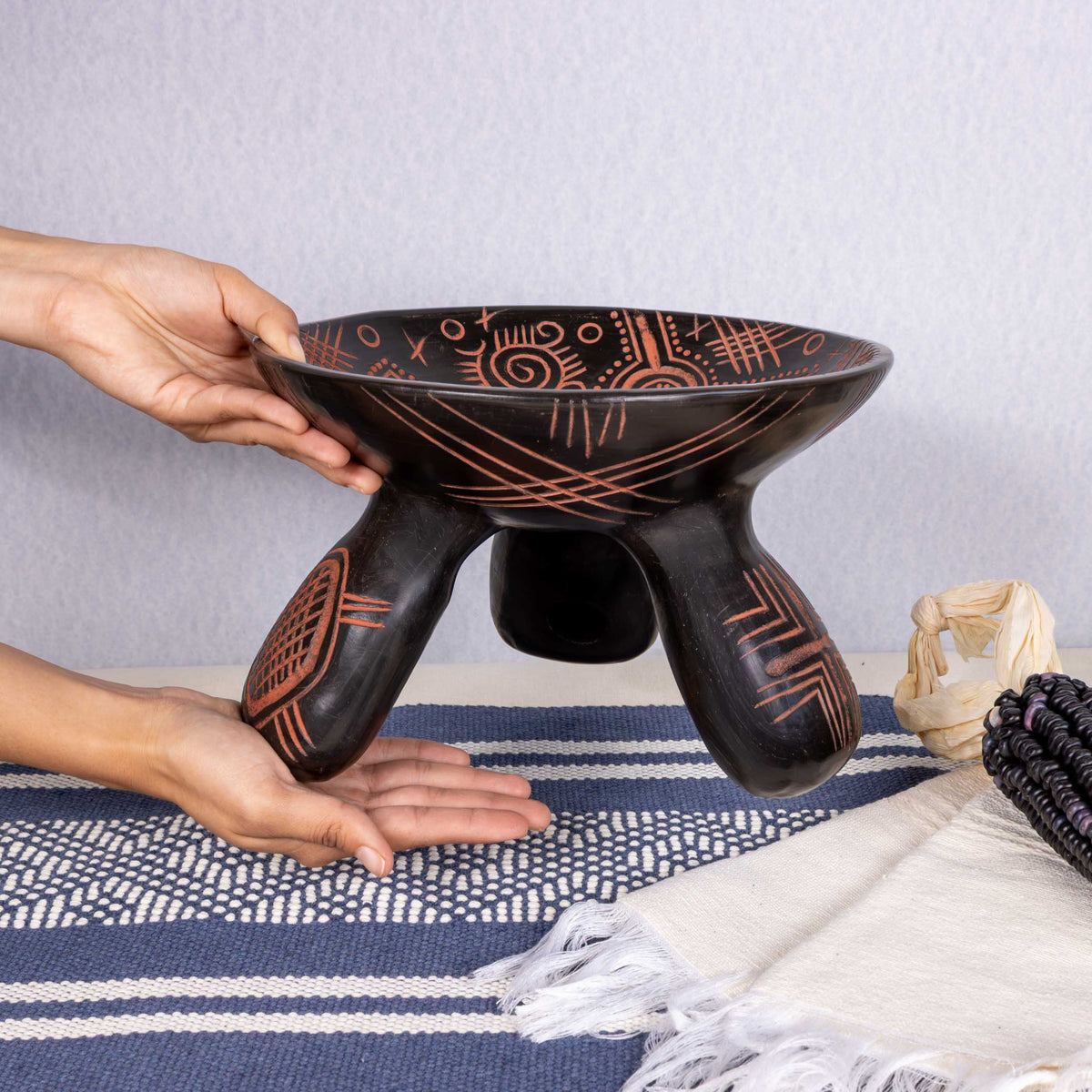 Zinapécuaro Petroglyphs-Inspired Tripod Ceramic Bowl