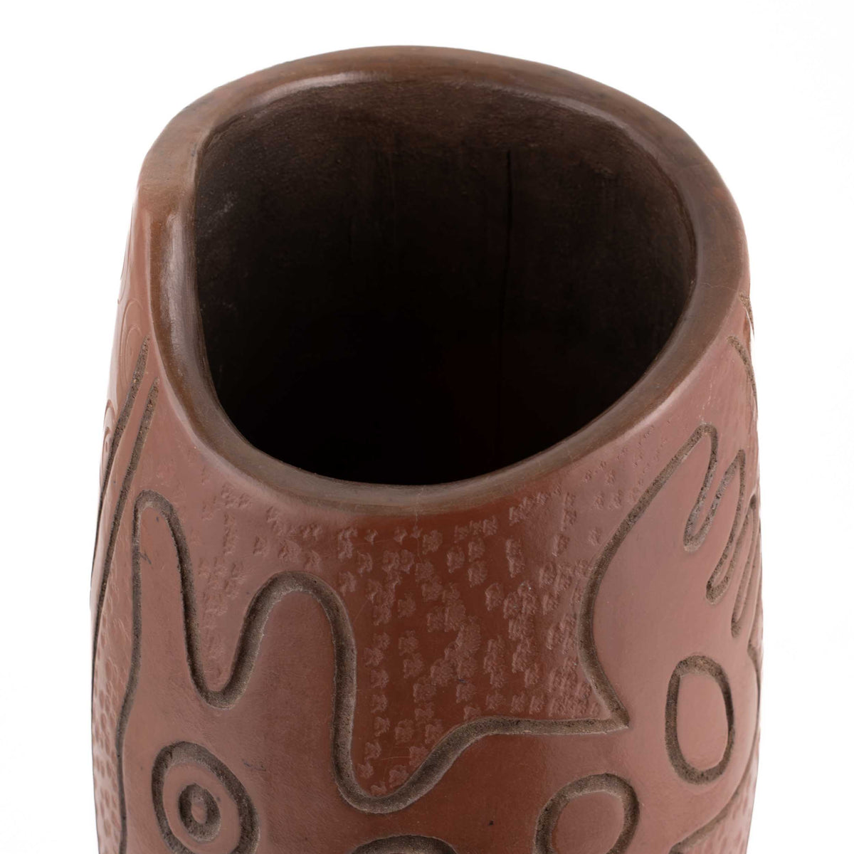 Zinapécuaro Hand-Carved Brown Perrito Vase