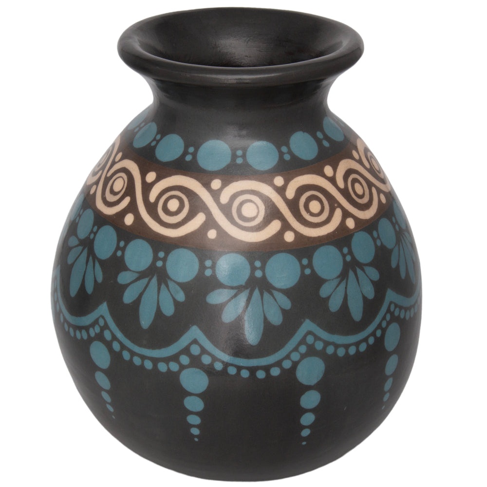Zinapécuaro Flores Hand-Painted Ceramic Vase