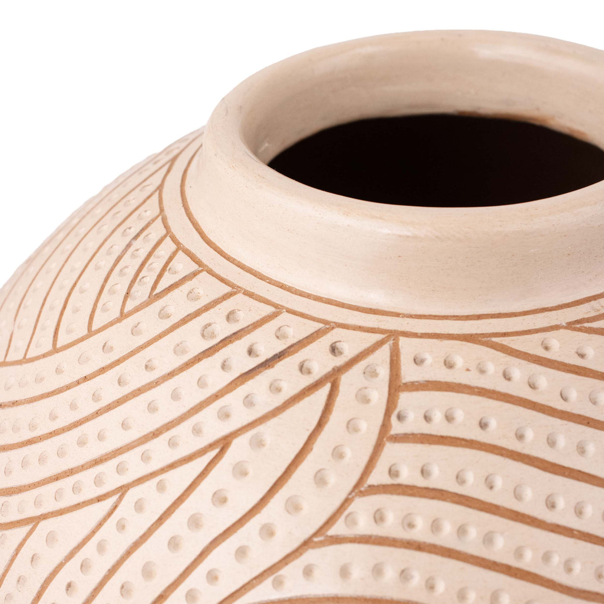 Zinapécuaro Hand-Carved White Ceramic Sphere Vase