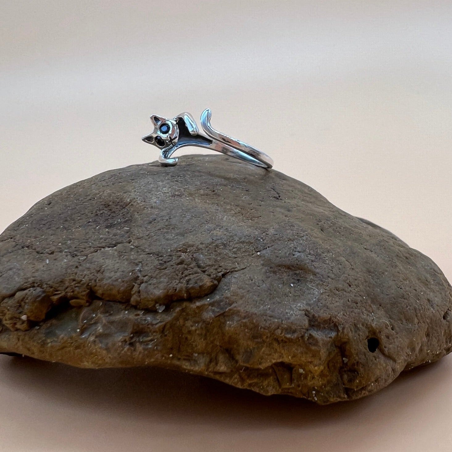 Sterling Silver Purrfect Kitty Open-Ended Ring
