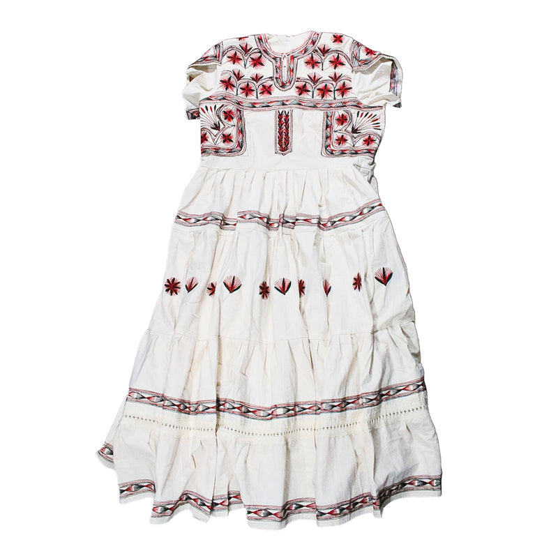 Tzatz Long Tiered Embroidered Dress