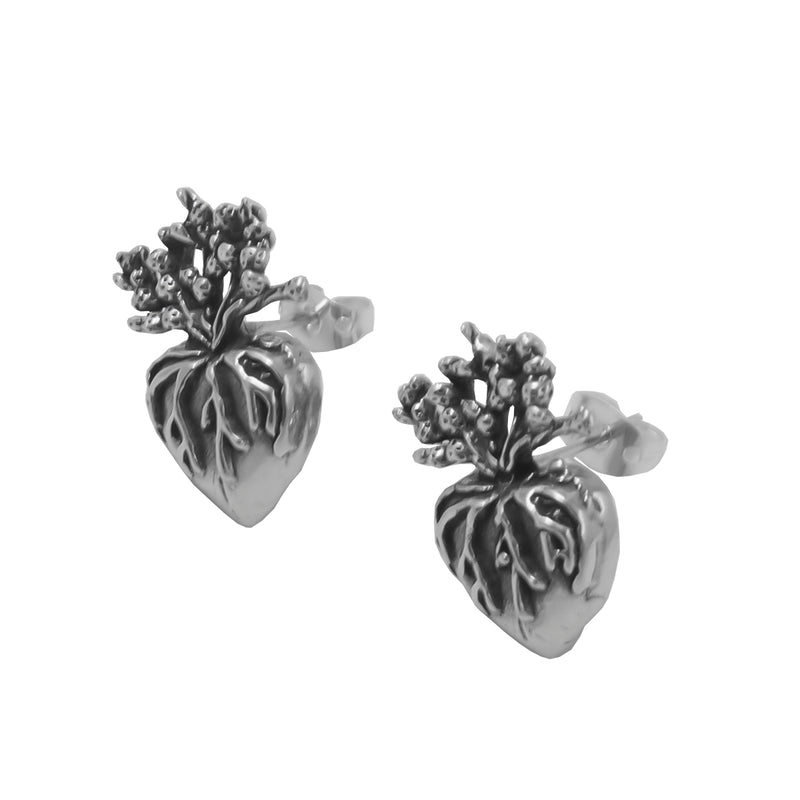 Sterling Silver Heart and Soul Stud Earrings