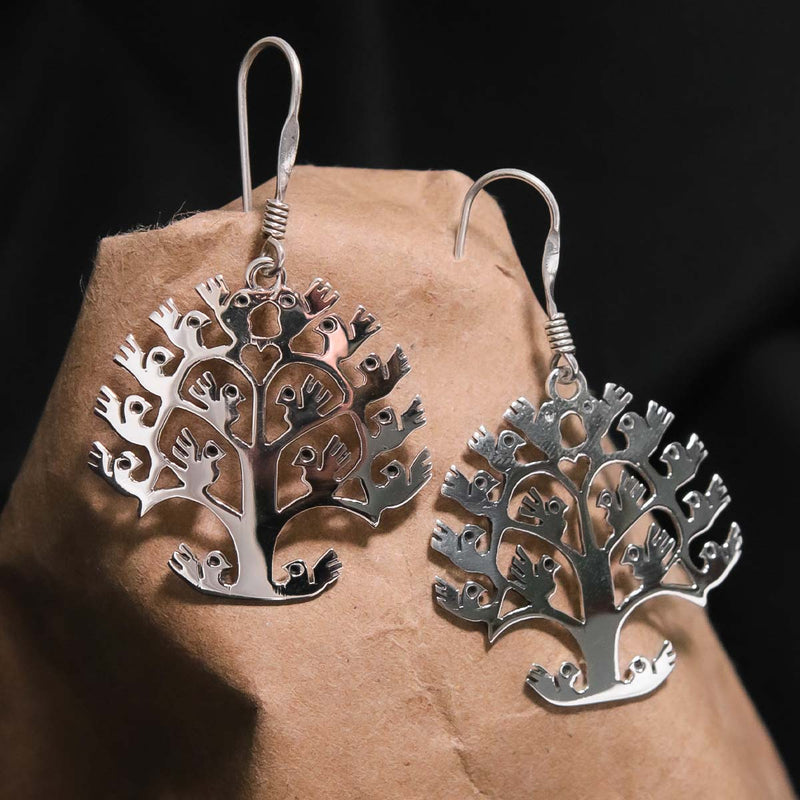 Sterling Silver Branches of Life Drop Earrings