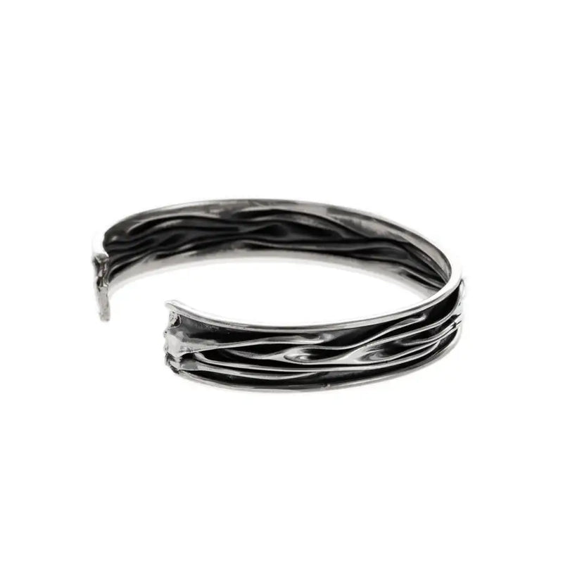 Sterling Silver Folds Narrow Cuff Bracelet - 4