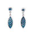 Sterling Silver Framed Leaf and Faux Stone Earrings