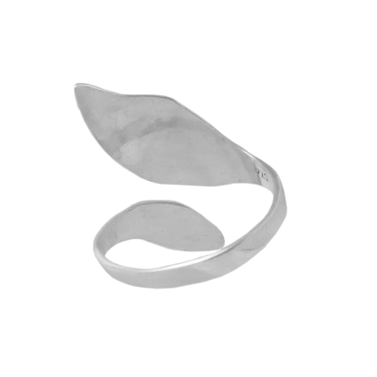 Sterling Silver Hammered Leaves Open-Ended Ring