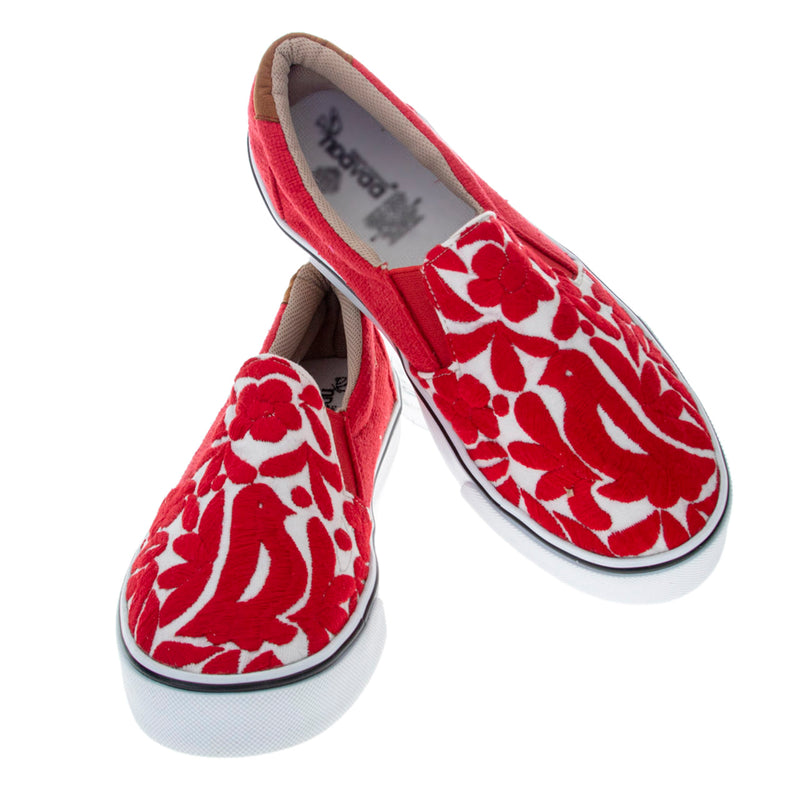 Red Jalapa Embroidered Slip-On Sneakers