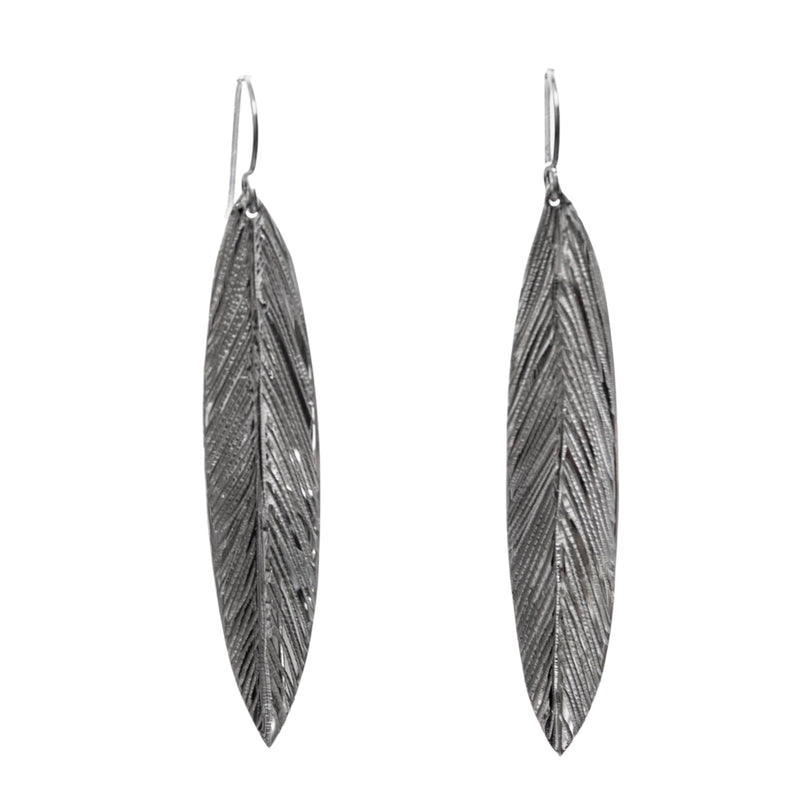 Sterling Silver Delicate Feather Drop Earrings