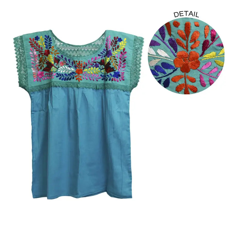 Mitla Hand Embroidered Manta Long Blouse - 13