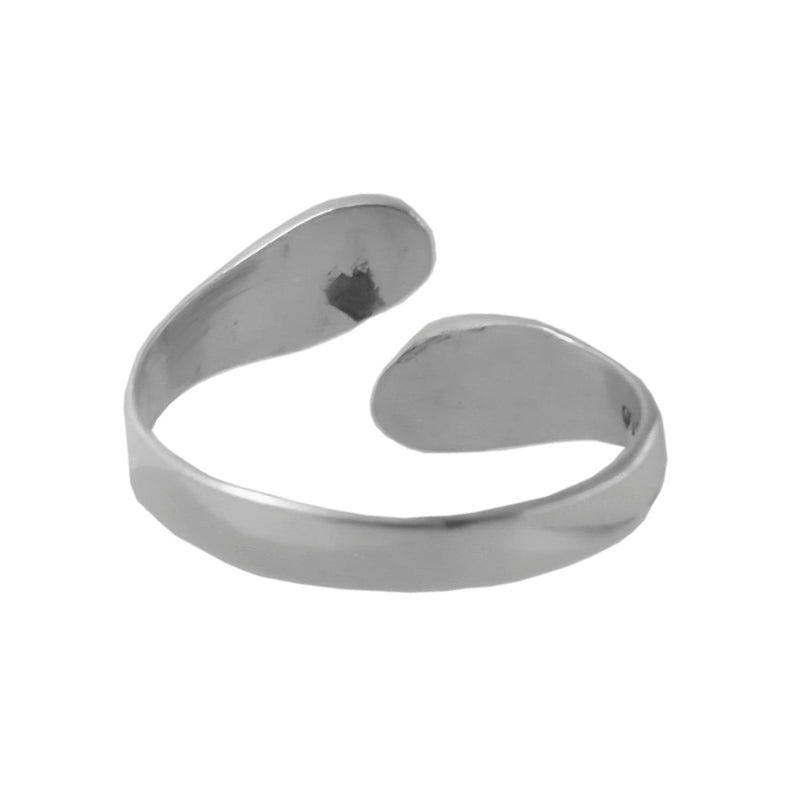 Sterling Silver Hammered Drops Open-Ended Ring