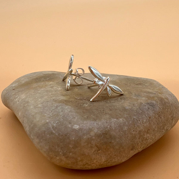 Sterling Silver Whimsical Firefly Stud Earrings