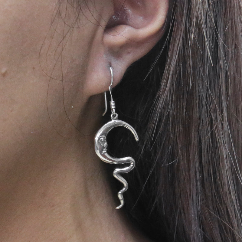Sterling Silver Lunar Curls Drop Earrings