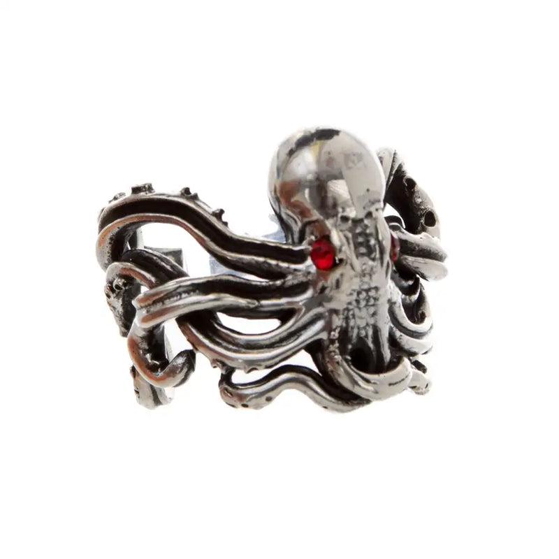 Sterling Silver Kraken Octopus Ring - 1