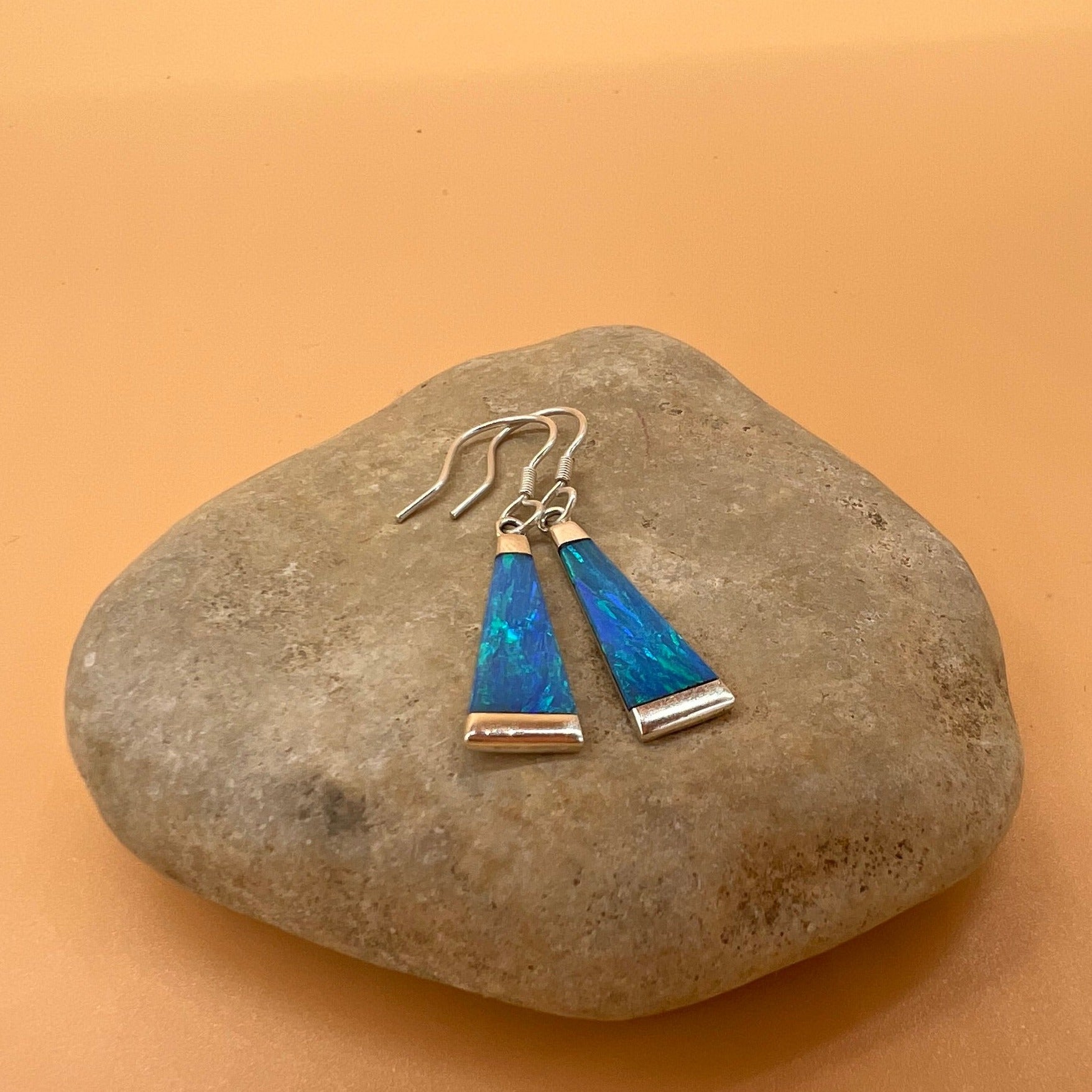 Sterling Silver Synthetic Opal Cascade Drop Earrings