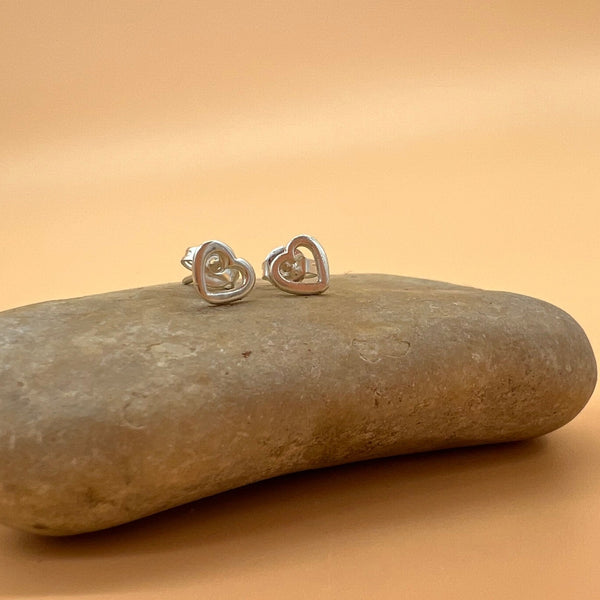 Sterling Silver Sweetheart Stud Earrings