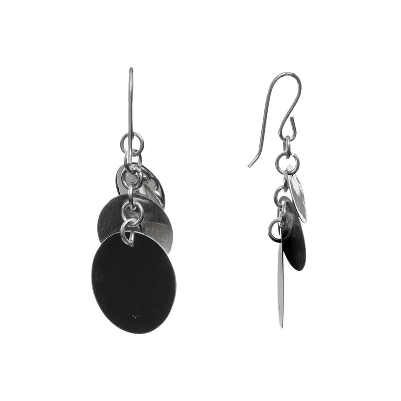 Sterling Silver Three Disks Drop Earrings