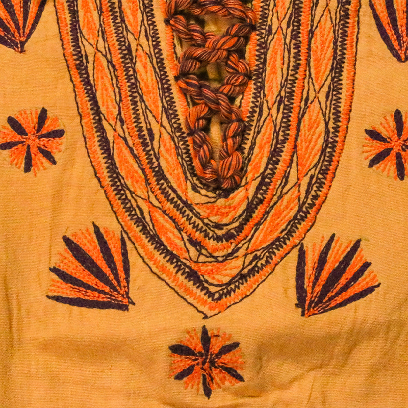 Tsu'uj Embroidered Blouse with Decorative Lace Up Front