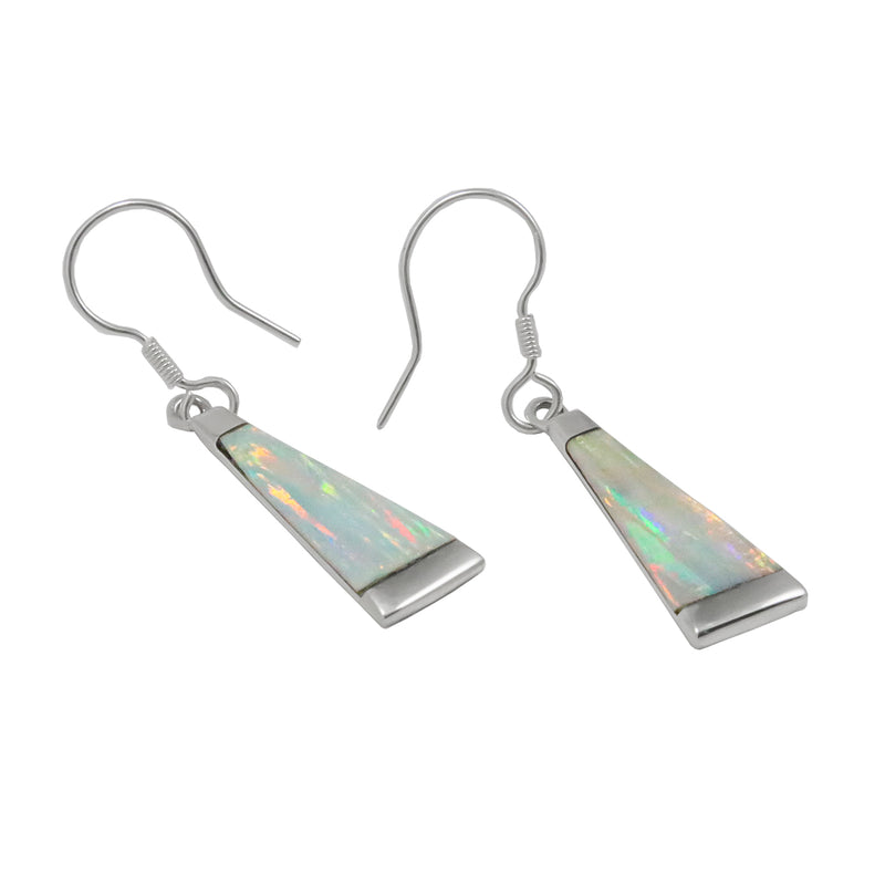 Sterling Silver Synthetic Opal Cascade Drop Earrings