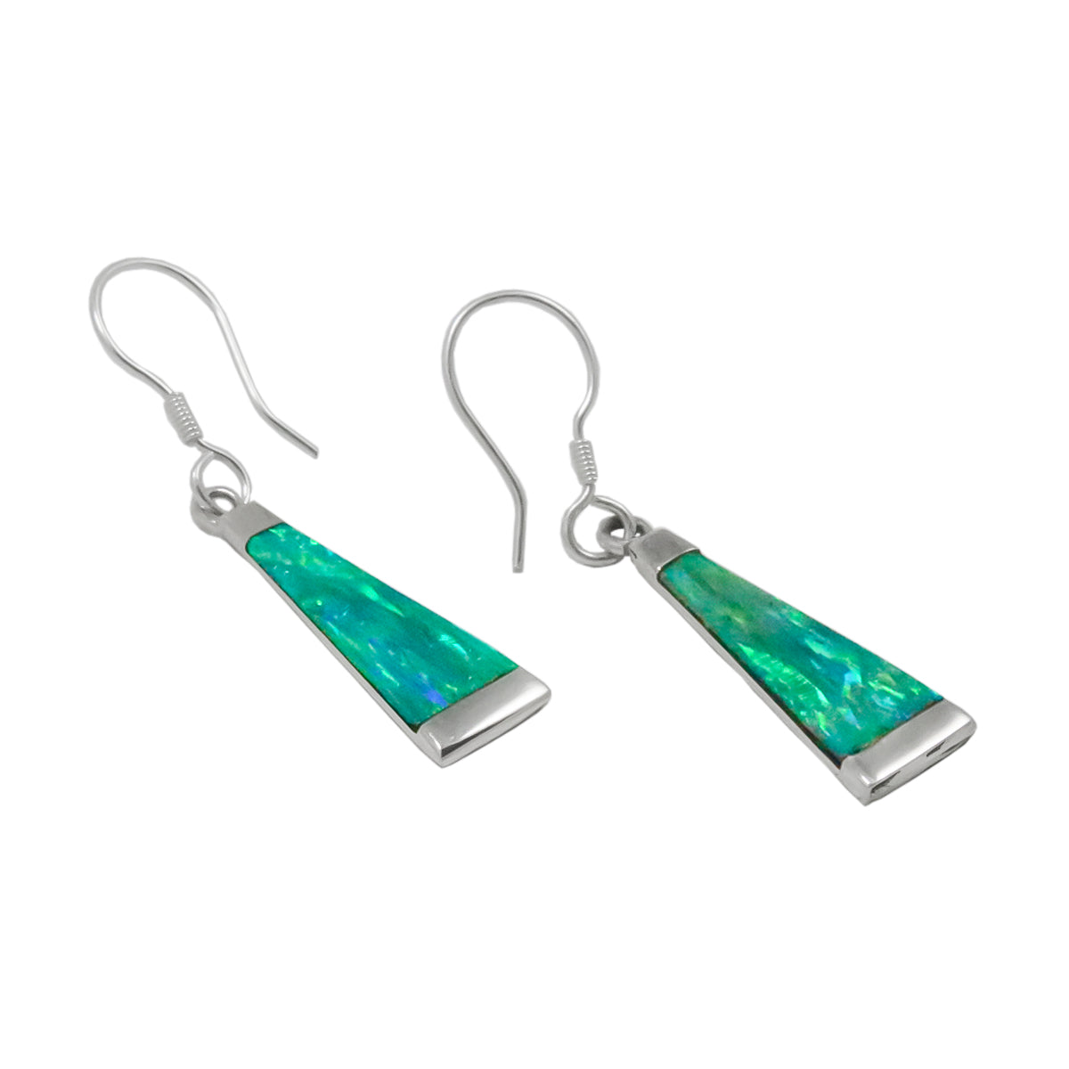 Sterling Silver Synthetic Opal Cascade Drop Earrings